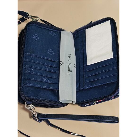 NWT Vera Bradley Christmas Snow Globe Motifs RFID All-in-One Crossbody Purse - Picture 3 of 4